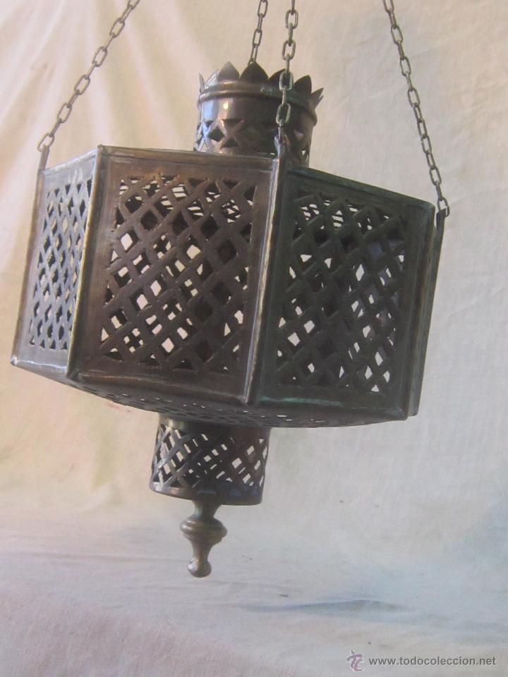 Vintage: LAMPARA FAROL DE COLGAR EN METAL - Foto 10