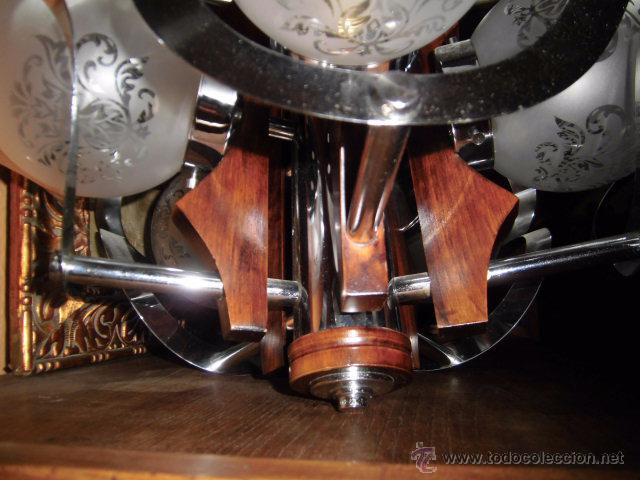 Vintage: LAMPARA DE TECHO MADERA Y METAL CROMADO - Foto 6