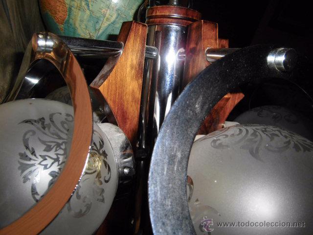 Vintage: LAMPARA DE TECHO MADERA Y METAL CROMADO - Foto 11