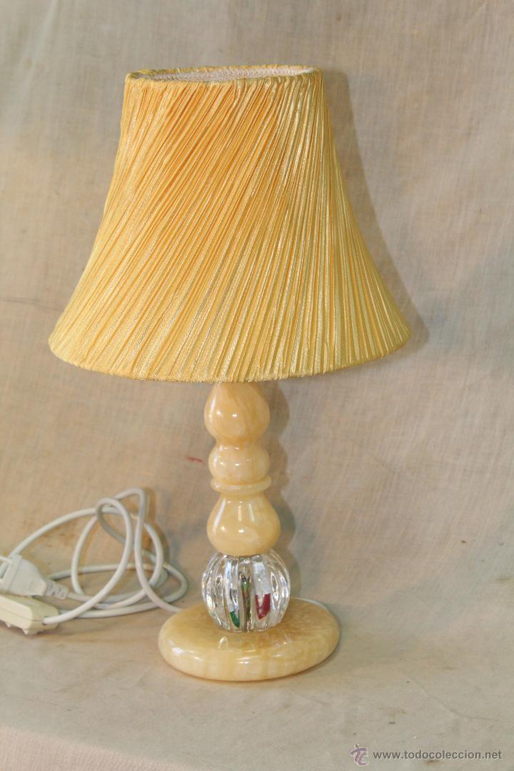 Vintage: lampara de sobremesa con pie en alabastro - Foto 1
