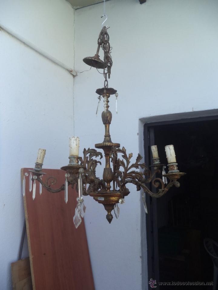 Vintage: lampara de bronce de techo - Foto 2