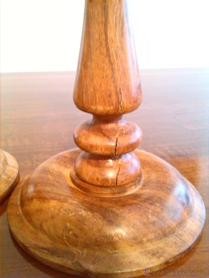 Vintage: DOS CANDELABROS DE MADERA SIN ESTRENAR - MADE IN INDIA - Foto 4