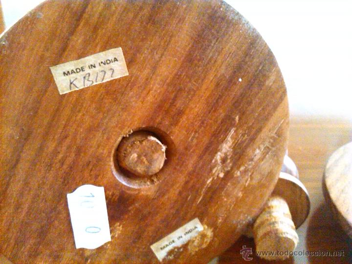 Vintage: DOS CANDELABROS DE MADERA SIN ESTRENAR - MADE IN INDIA - Foto 6