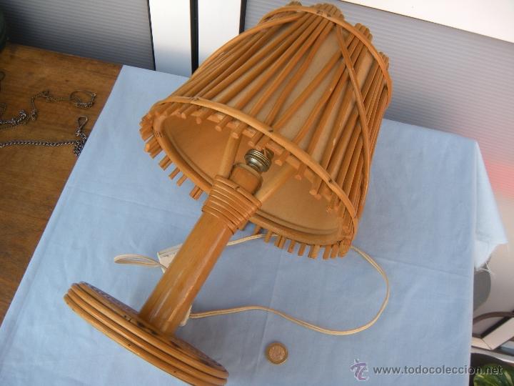 Vintage: L&Aacute;MPARA DE SOBREMESA CA&Ntilde;A RATTAN - Foto 5
