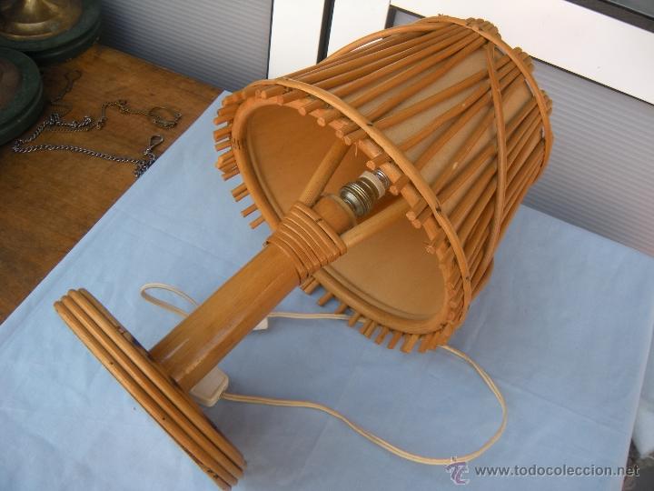 Vintage: L&Aacute;MPARA DE SOBREMESA CA&Ntilde;A RATTAN - Foto 7