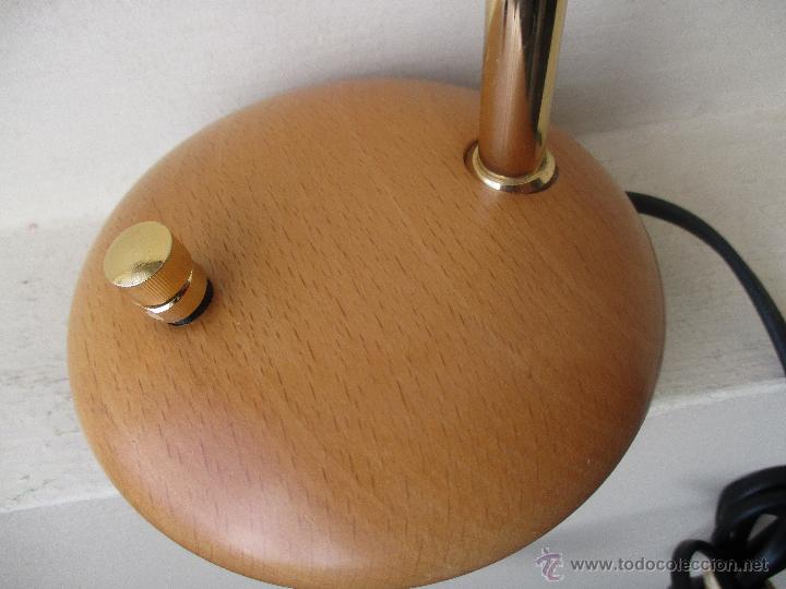 Vintage: PRECIOSO FLEXO DE METAL DORADO Y MADERA - Foto 7