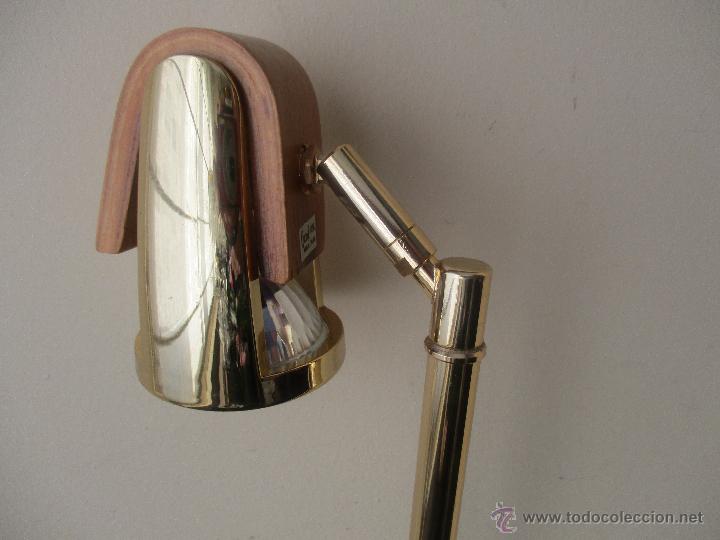 Vintage: PRECIOSO FLEXO DE METAL DORADO Y MADERA - Foto 8