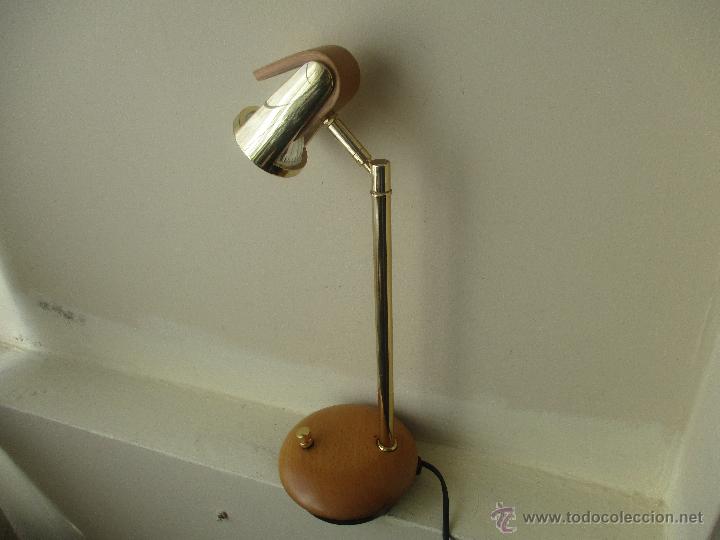 Vintage: PRECIOSO FLEXO DE METAL DORADO Y MADERA - Foto 9