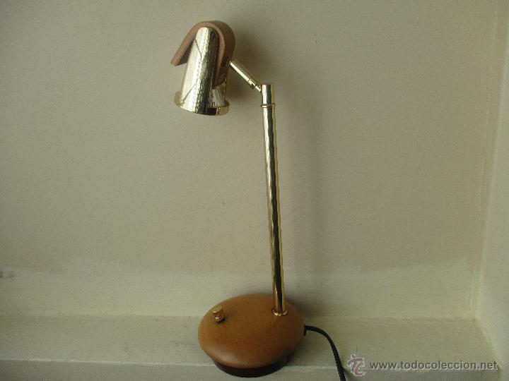 Vintage: PRECIOSO FLEXO DE METAL DORADO Y MADERA - Foto 10