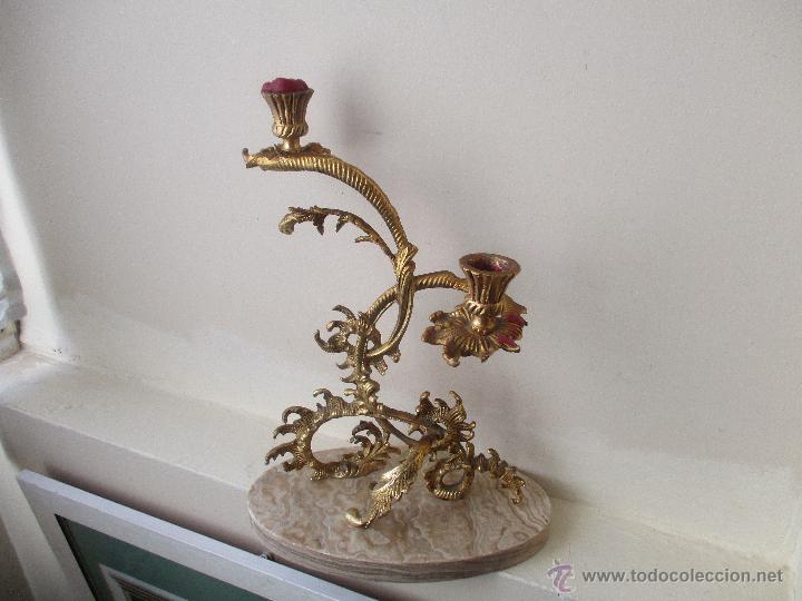 Vintage: CANDELABRO VINTAGE DE BRONCE Y BASE DE MARMOL - Foto 1
