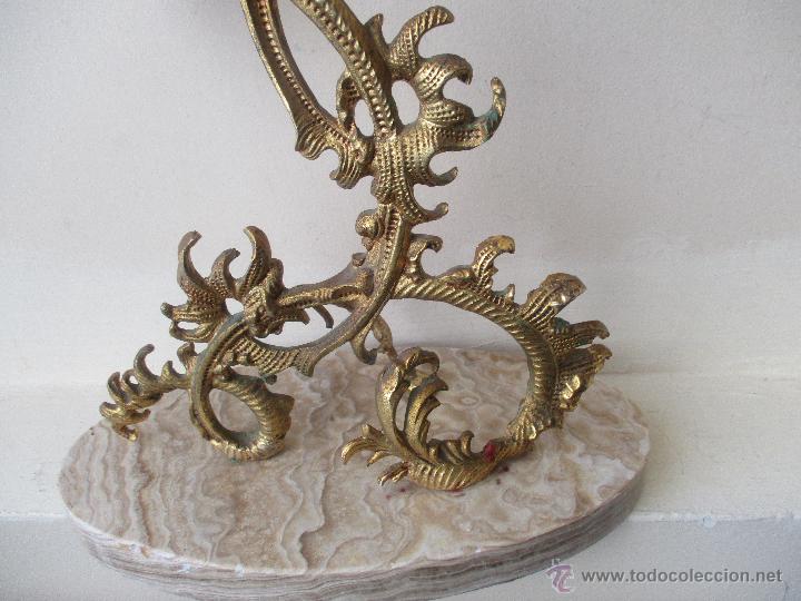 Vintage: CANDELABRO VINTAGE DE BRONCE Y BASE DE MARMOL - Foto 3