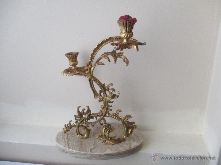 Vintage: CANDELABRO VINTAGE DE BRONCE Y BASE DE MARMOL - Foto 5
