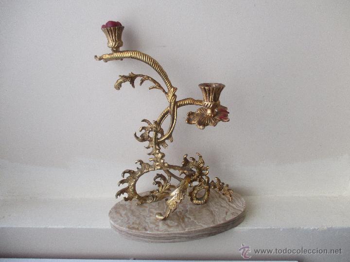 Vintage: CANDELABRO VINTAGE DE BRONCE Y BASE DE MARMOL - Foto 6