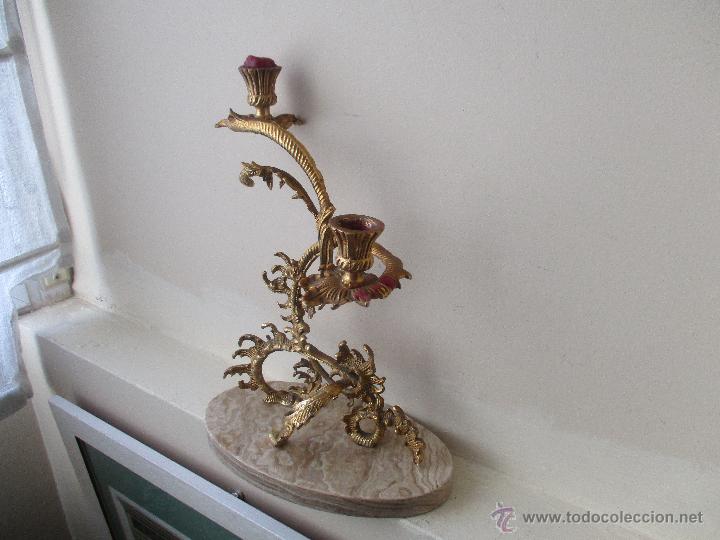 Vintage: CANDELABRO VINTAGE DE BRONCE Y BASE DE MARMOL - Foto 8