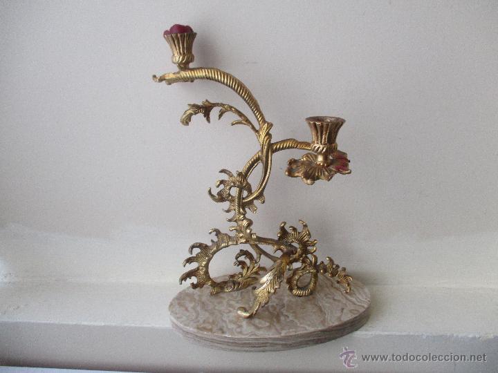 Vintage: CANDELABRO VINTAGE DE BRONCE Y BASE DE MARMOL - Foto 10