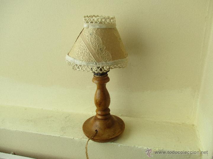 Vintage: PEQUE&Ntilde;A Y ANTIGUA L&Aacute;MPARA DE MADERA - Foto 6