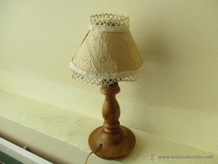 Vintage: PEQUE&Ntilde;A Y ANTIGUA L&Aacute;MPARA DE MADERA - Foto 9