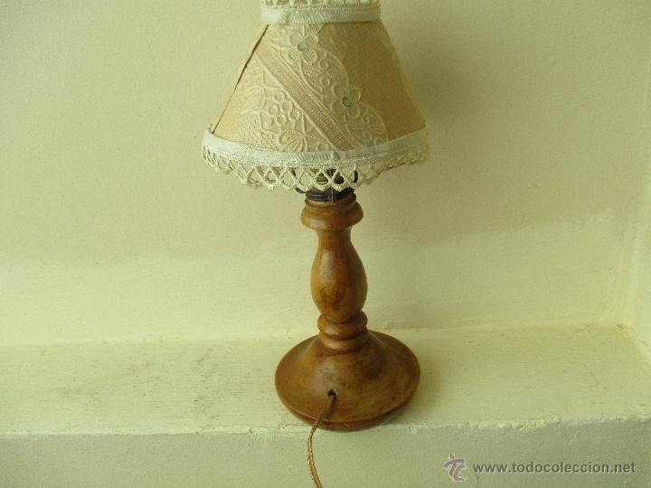 Vintage: PEQUE&Ntilde;A Y ANTIGUA L&Aacute;MPARA DE MADERA - Foto 12