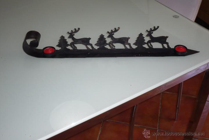 Vintage: 2 PORTAVELAS DE FORJA ANTIGUO NAVIDE&Ntilde;O - Foto 2