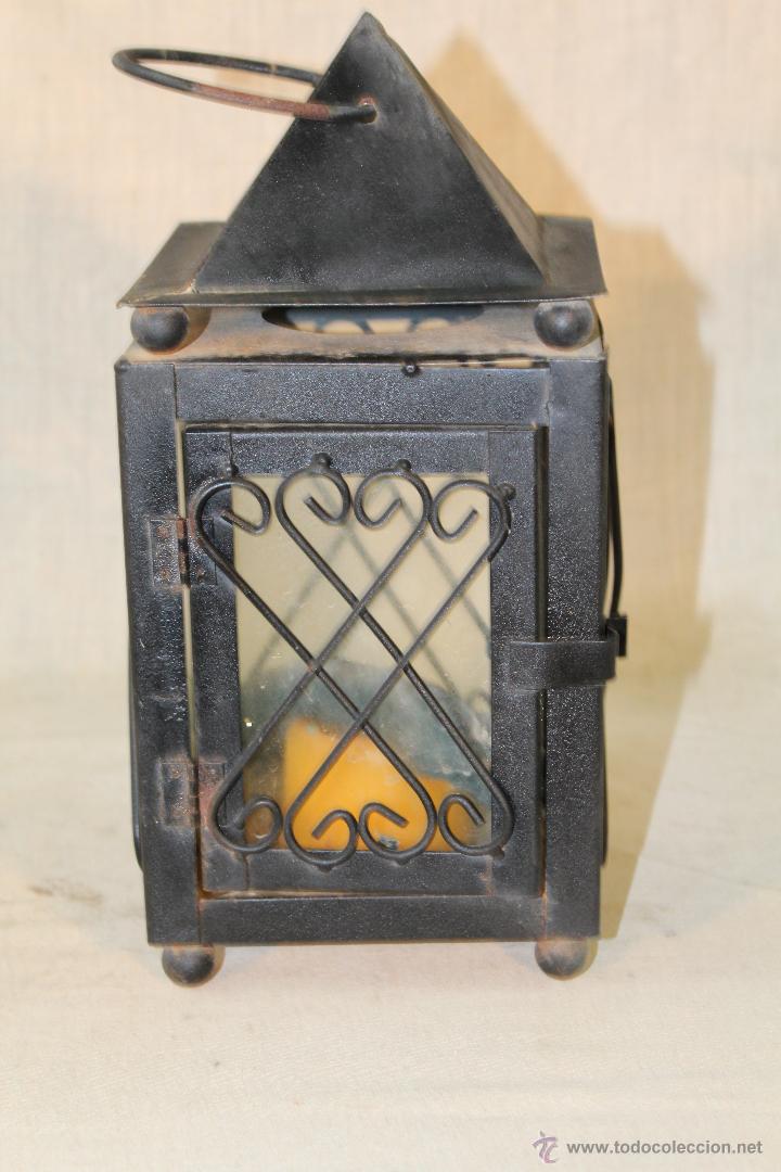 Vintage: FAROL EN METAL CON CRISTALES - Foto 1