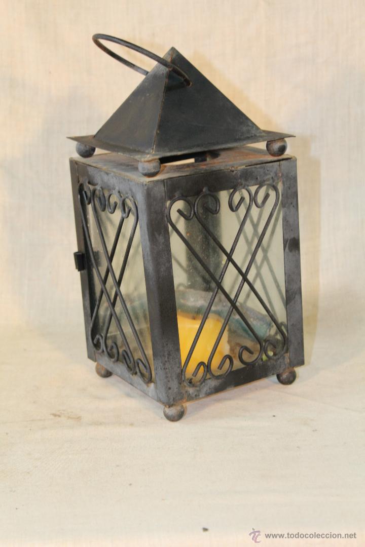 Vintage: FAROL EN METAL CON CRISTALES - Foto 2