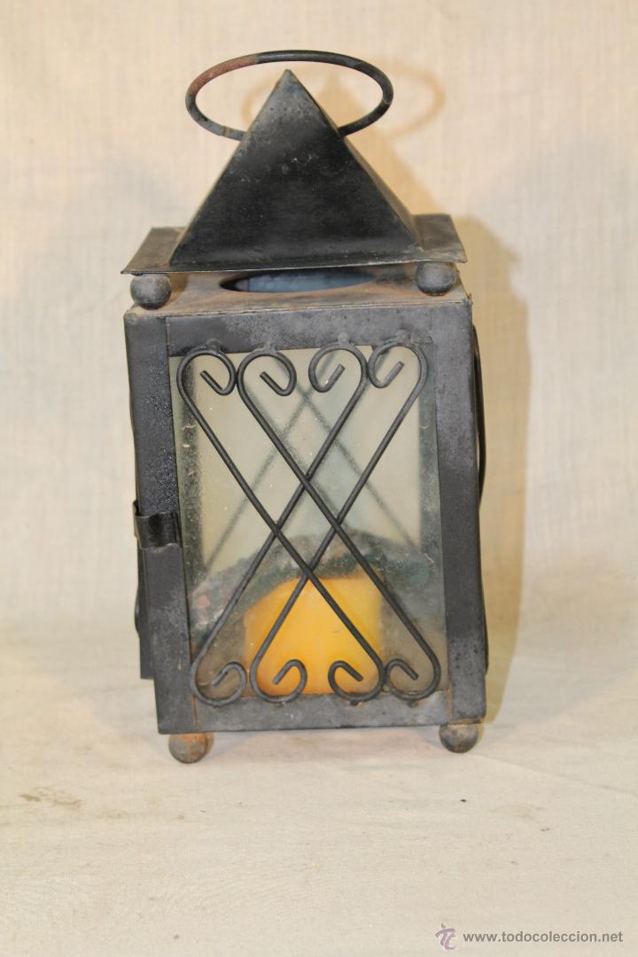 Vintage: FAROL EN METAL CON CRISTALES - Foto 3