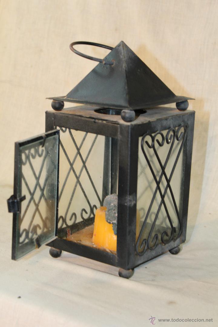 Vintage: FAROL EN METAL CON CRISTALES - Foto 4