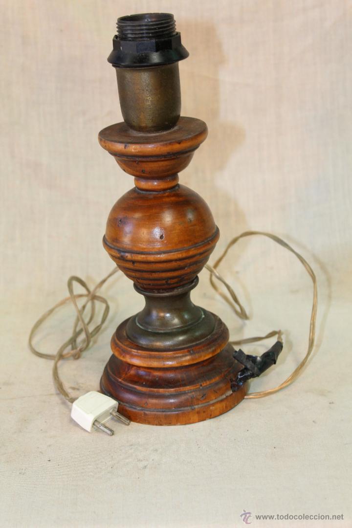 Vintage: PIE DE LAMPARA SOBREMESA EN MADERA - Foto 1