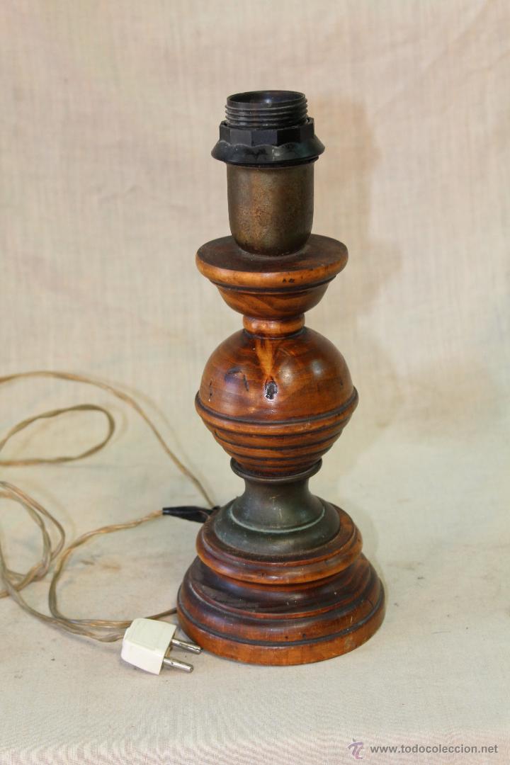 Vintage: PIE DE LAMPARA SOBREMESA EN MADERA - Foto 2