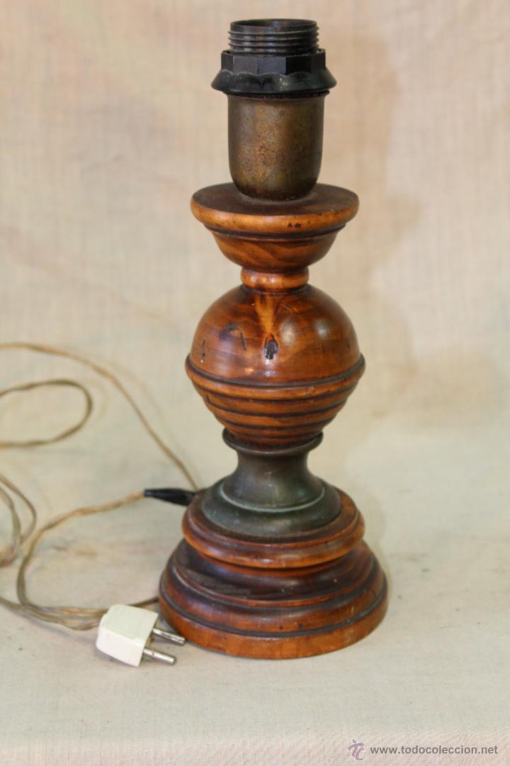 Vintage: PIE DE LAMPARA SOBREMESA EN MADERA - Foto 3