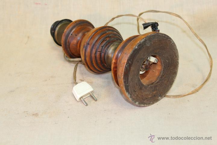 Vintage: PIE DE LAMPARA SOBREMESA EN MADERA - Foto 4