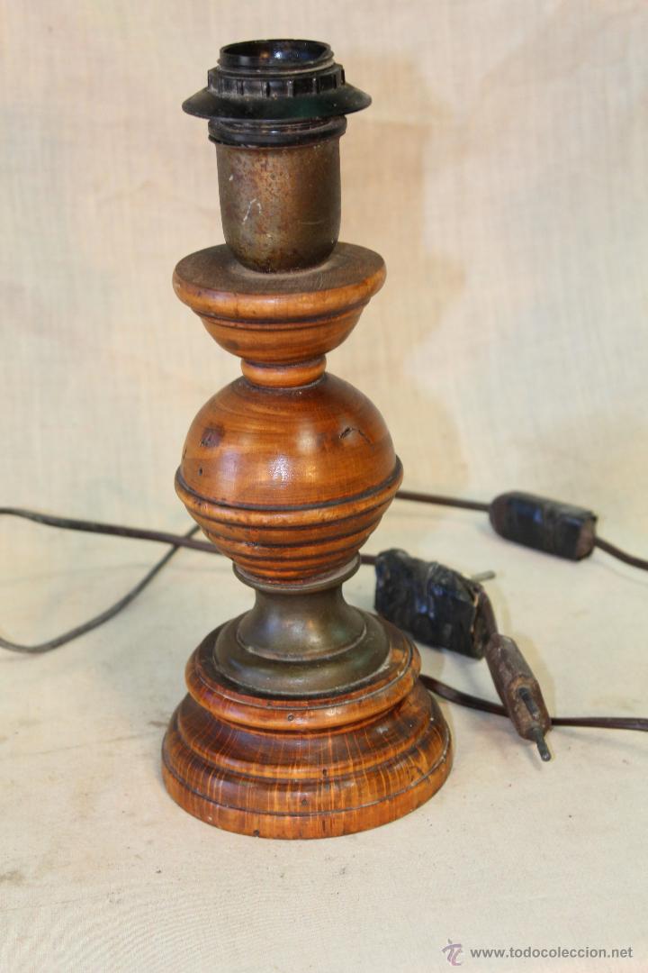 Vintage: PIE DE LAMPARA SOBREMESA EN MADERA - Foto 1