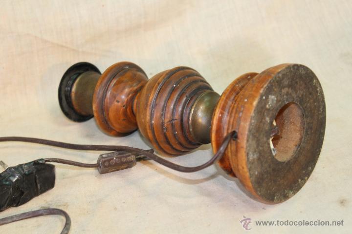 Vintage: PIE DE LAMPARA SOBREMESA EN MADERA - Foto 2