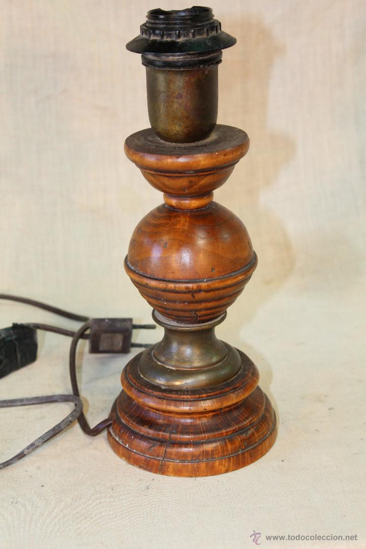 Vintage: PIE DE LAMPARA SOBREMESA EN MADERA - Foto 3