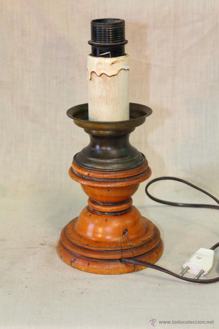 Vintage: PIE DE LAMPARA SOBREMESA EN MADERA - Foto 1