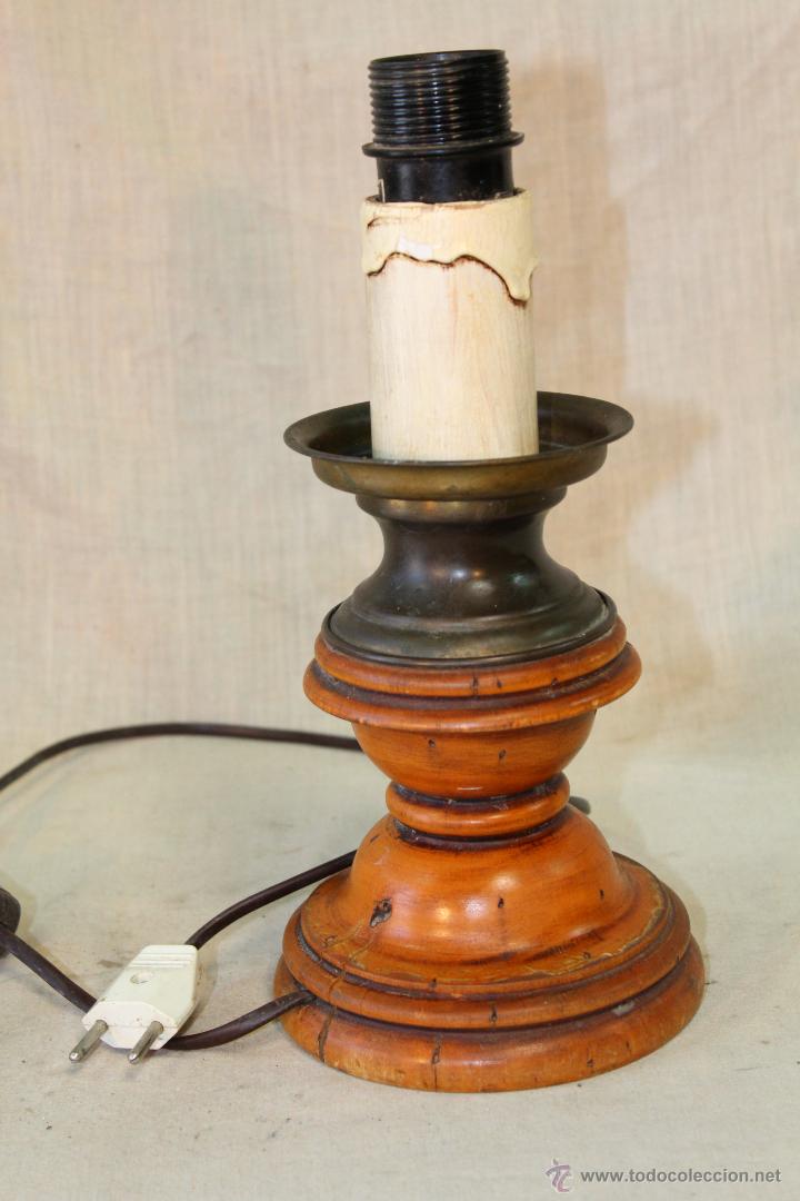 Vintage: PIE DE LAMPARA SOBREMESA EN MADERA - Foto 2