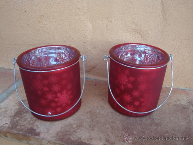 Vintage: 2 portavelas navide&ntilde;os de cristal - Foto 2