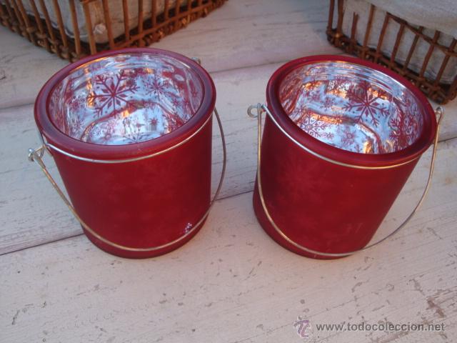 Vintage: 2 portavelas navide&ntilde;os de cristal - Foto 3