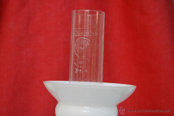 Vintage: ANTIGUO QUINQUE DE OPALINA BLANCO CON TULIPA - Foto 7