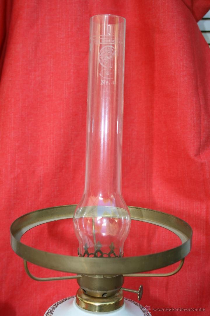 Vintage: ANTIGUO QUINQUE DE OPALINA BLANCO CON TULIPA - Foto 10