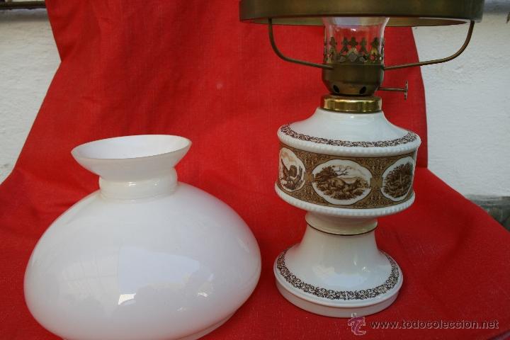 Vintage: ANTIGUO QUINQUE DE OPALINA BLANCO CON TULIPA - Foto 11