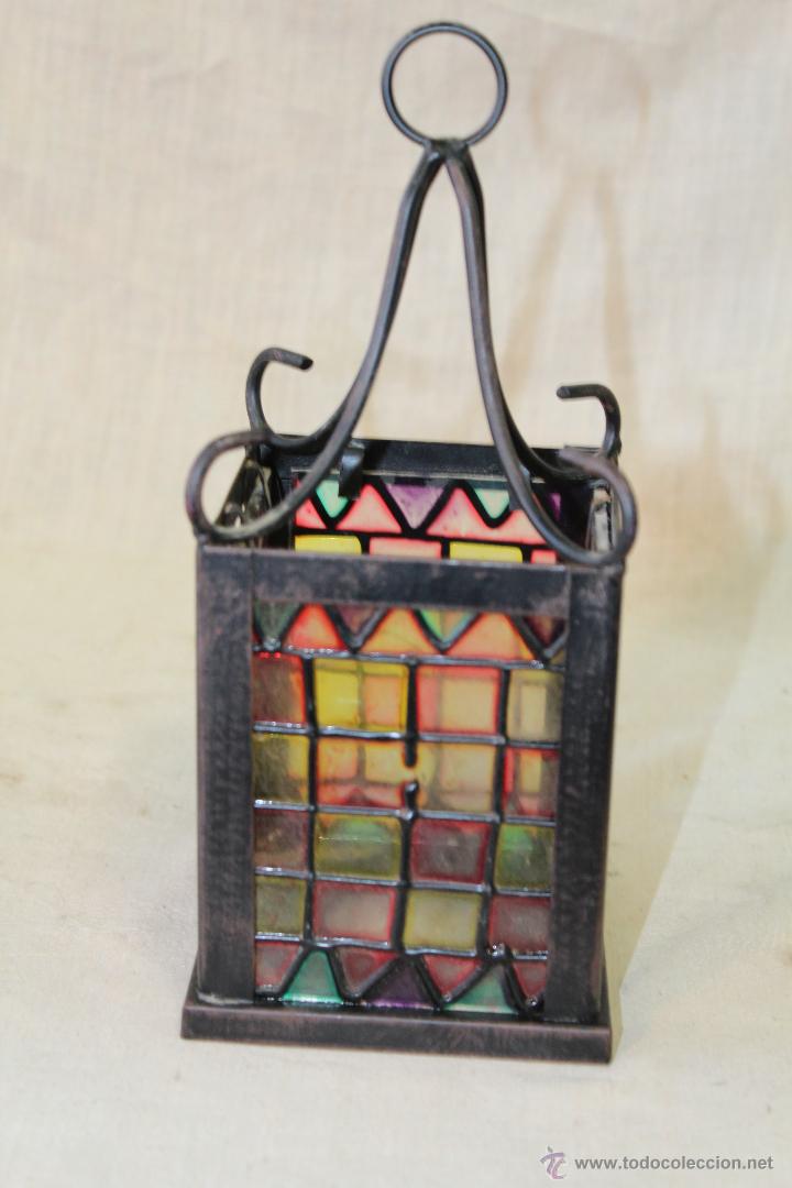 Vintage: FAROL EN METAL CON CRISTALES - Foto 1