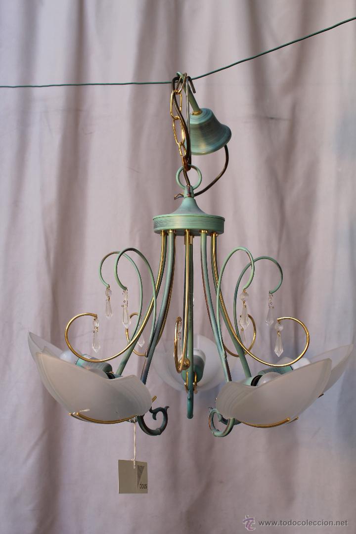 Vintage: lampara de techo en metal y cristal - Foto 1