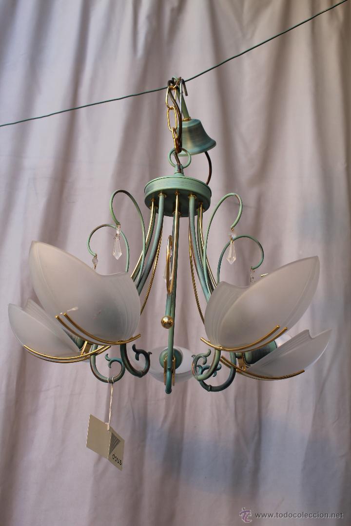 Vintage: lampara de techo en metal y cristal - Foto 4