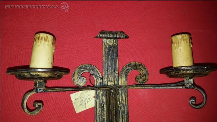 Vintage: Aplique de pared de forja, precioso, con dos brazos. - Foto 2