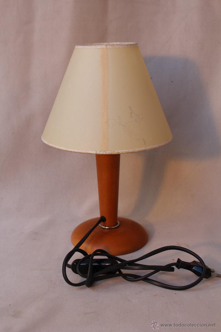 Vintage: lampara de sobremesa con pie de madera - Foto 2