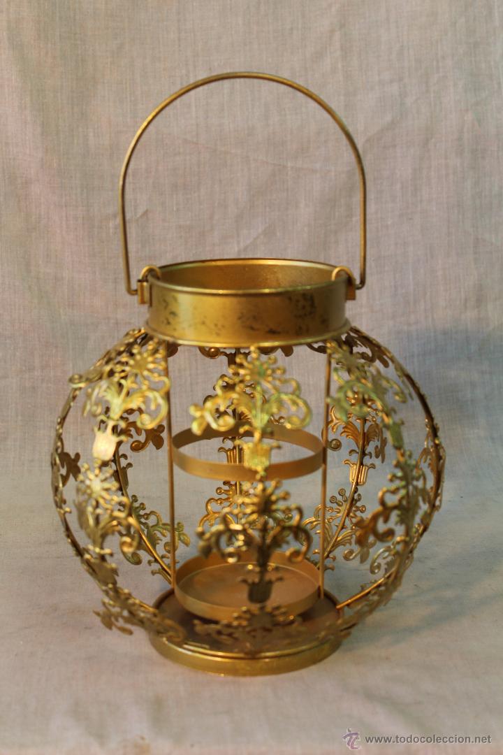Vintage: farol en metal dorado - Foto 1