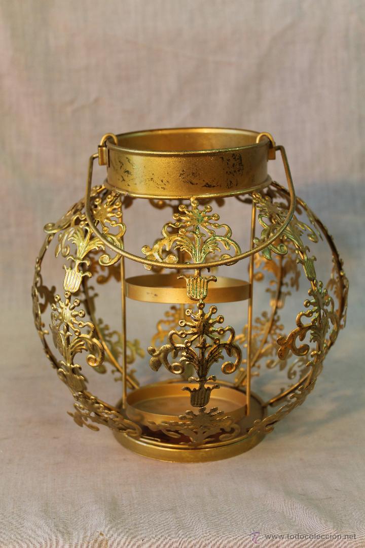Vintage: farol en metal dorado - Foto 3