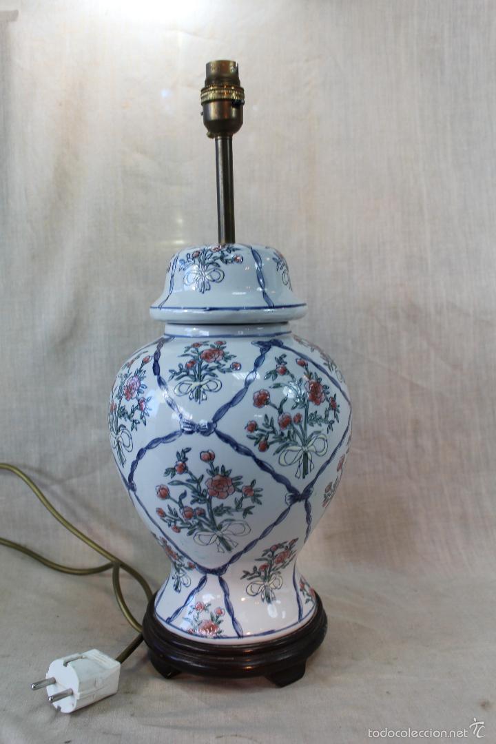 Vintage: JARRON PIE DE LAMPARA EN CERAMICA - Foto 2