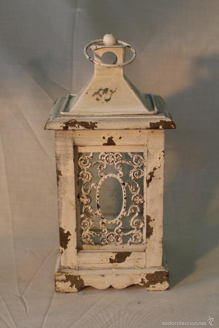 Vintage: farol en madera metal y cristal - Foto 1